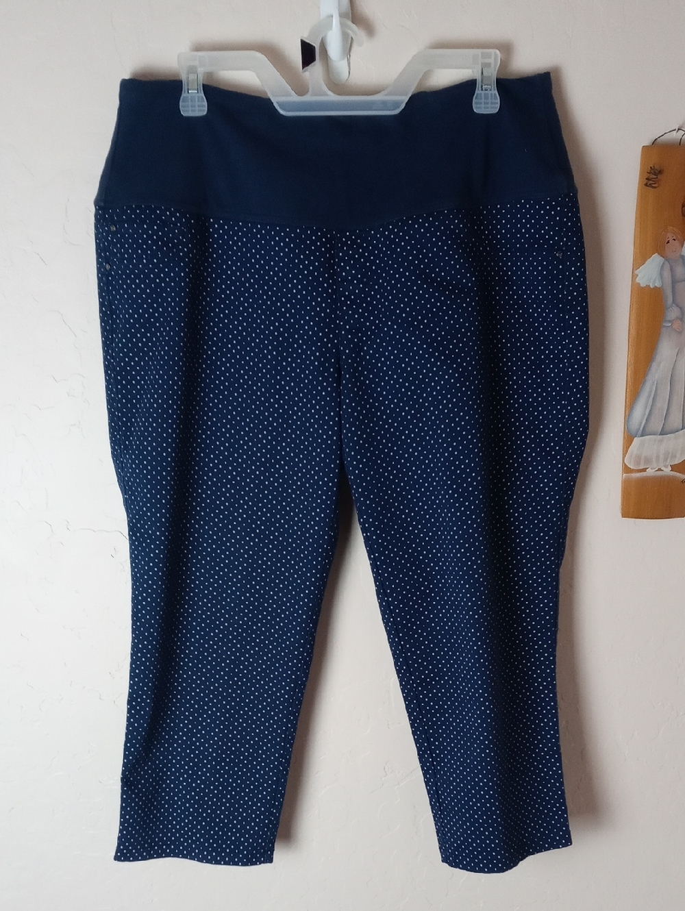 Intro Love the Fit Navy Blue Polka Dot Ponte Capri Pants